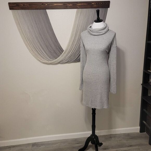 GAP Ribbed Cowl Neck Sweater Dress Sz M - Picture 2 of 5